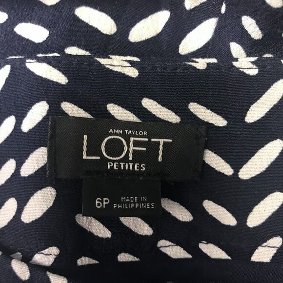 Ann Taylor LOFT Crop Pant Womens 6P 6 Petite Navy White Wide Leg Side Zip - Picture 5 of 11